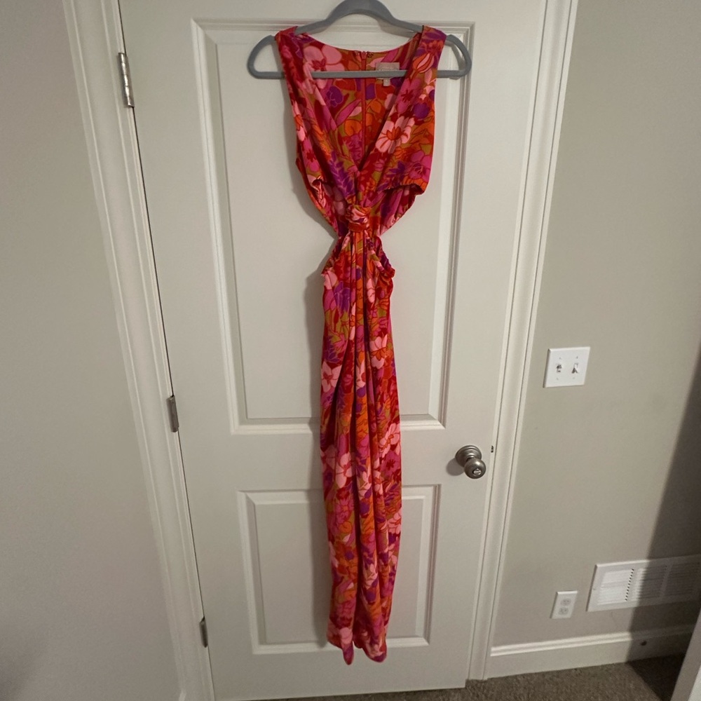 Show Me Your MuMu Backless Floral Dress - Pink and Orange
